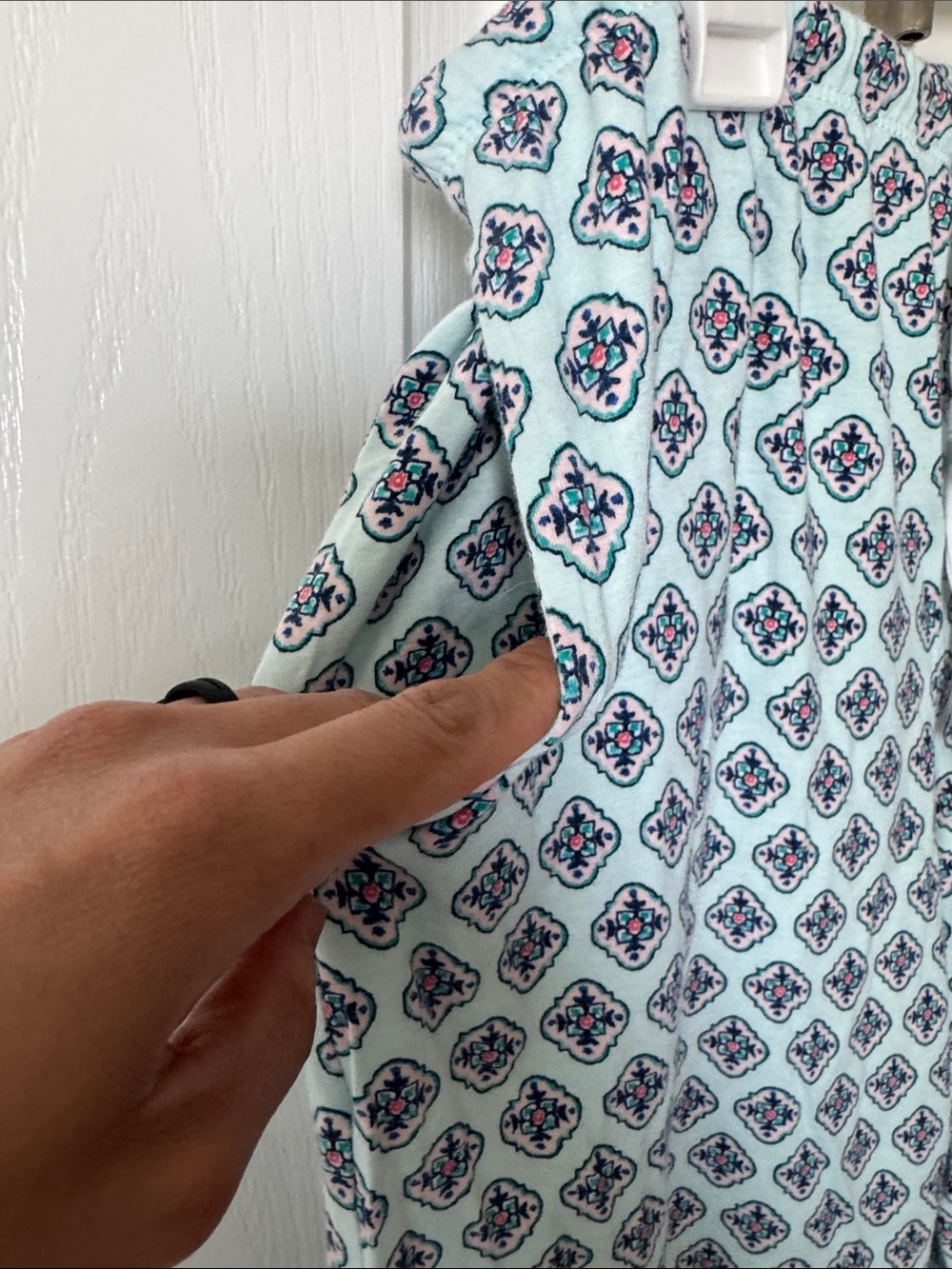 Jane and Bleecker Mint Patterned Short Sleeve Button-Up Pajama set - Picture 6 of 7